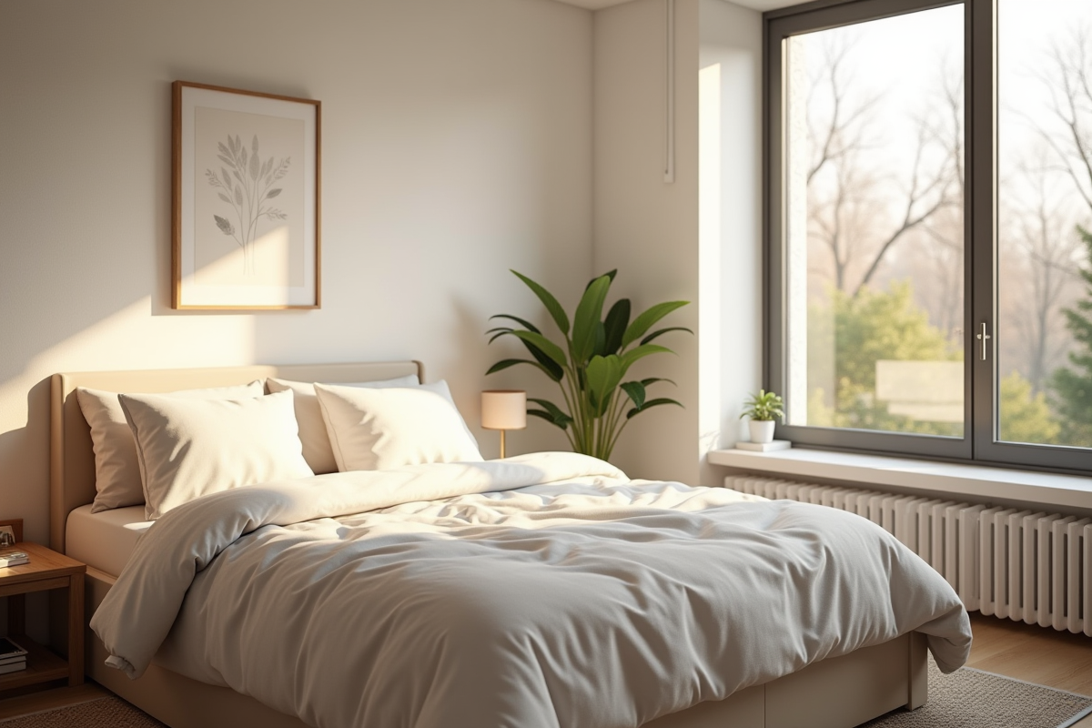 Chambre temporaire cosy dans un salon lumineux