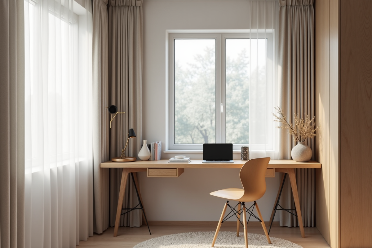Espace de travail minimaliste dans un petit appartement