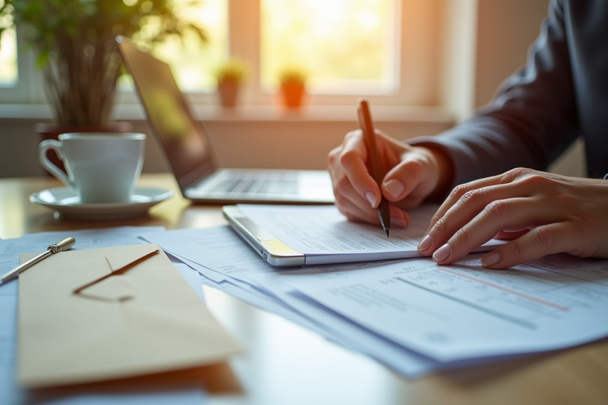 Personne au bureau remplissant un formulaire de changement d'adresse